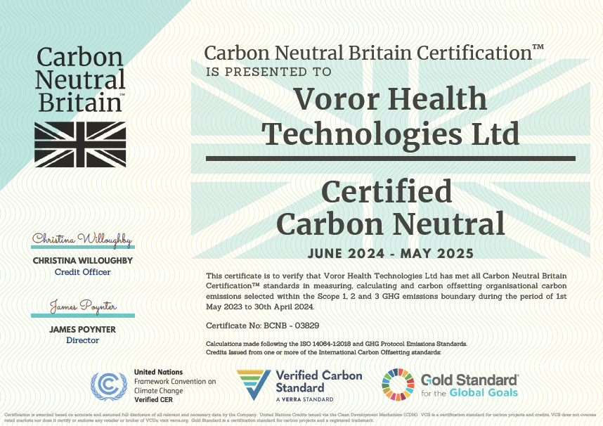 voror carbon neutral certificate